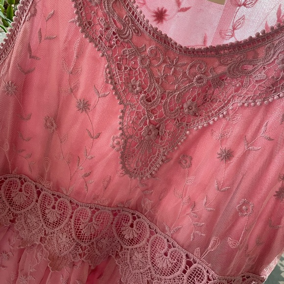 Sundance pink crochet tulle sleeveless dress - Picture 9 of 14